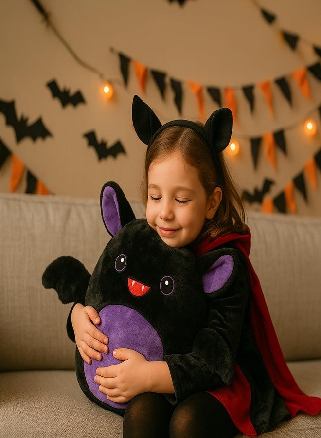 WEIGEDU Huggable Cute Bat Stuffed Animal Plush Toy with Wings and Embroidered Eyes - 14 Inches - Halloween Theme Party Gift for Boys and Girls - Image 2
